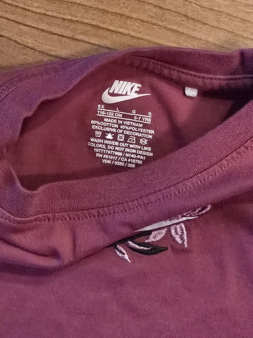 Nike Kids Maroon Crewneck Tee with White Swoosh